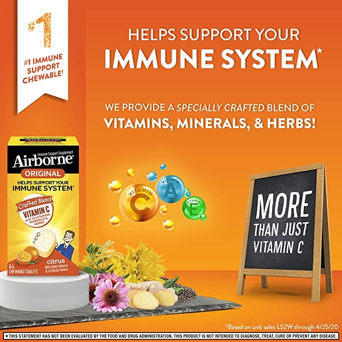 Airborne Vitamin C 1000mg Chewable Tablets, 192 Count
