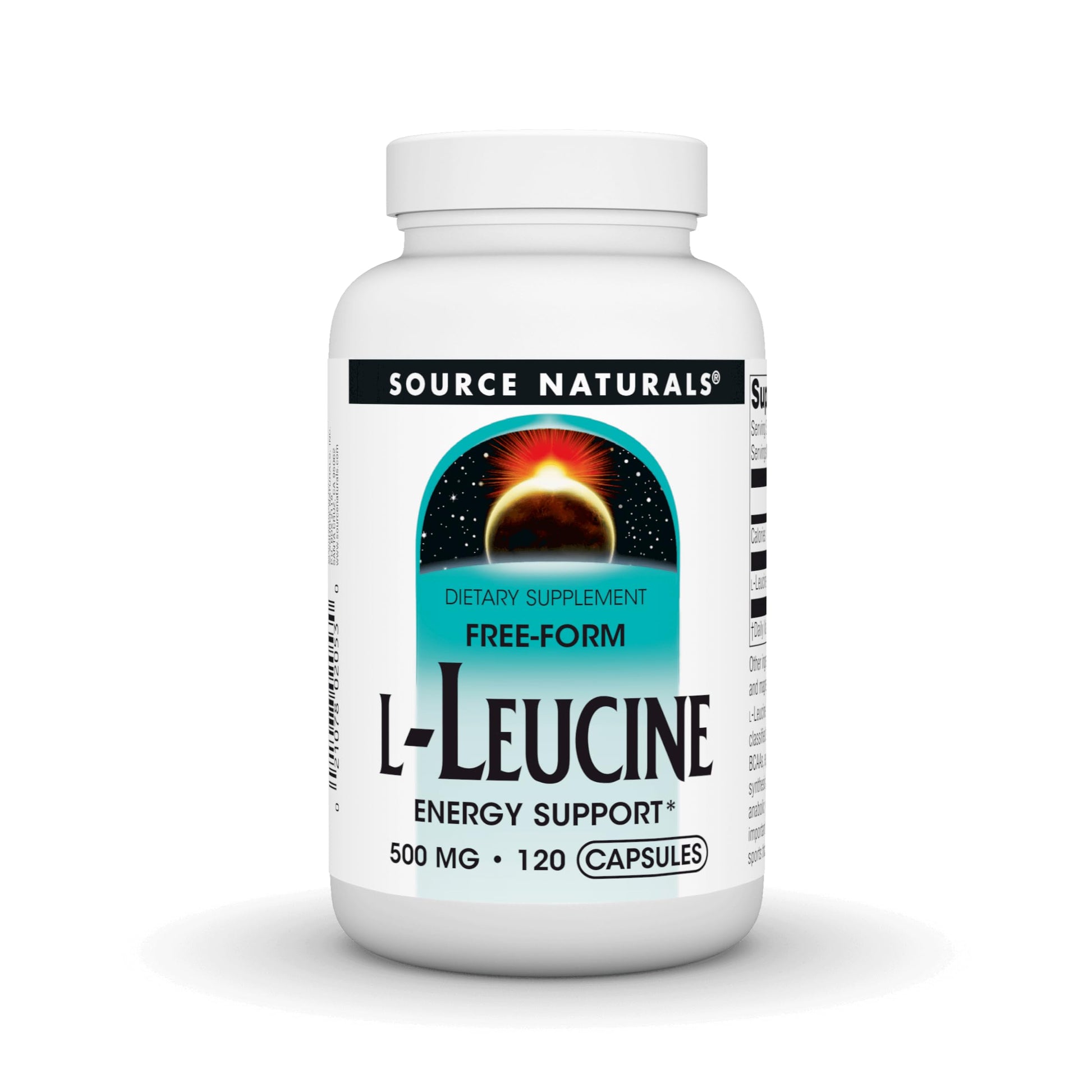 Source Naturals L-Leucine Free Form Essential Amino Acid Supplement for Energy Support Capsule, 120 Capsules