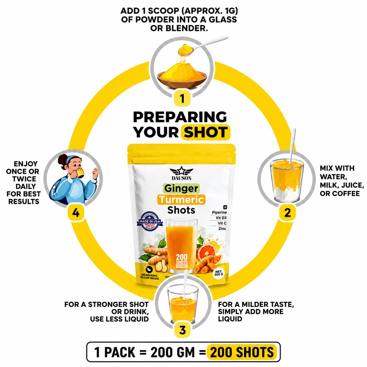 DAUSON Daily Wellness Ginger Shots Powder 7.05