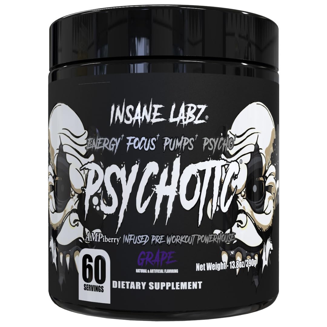 Insane Labz Psychotic Black Edition Mid Stimulant Pre Workout Powder, 13.8 Ounce