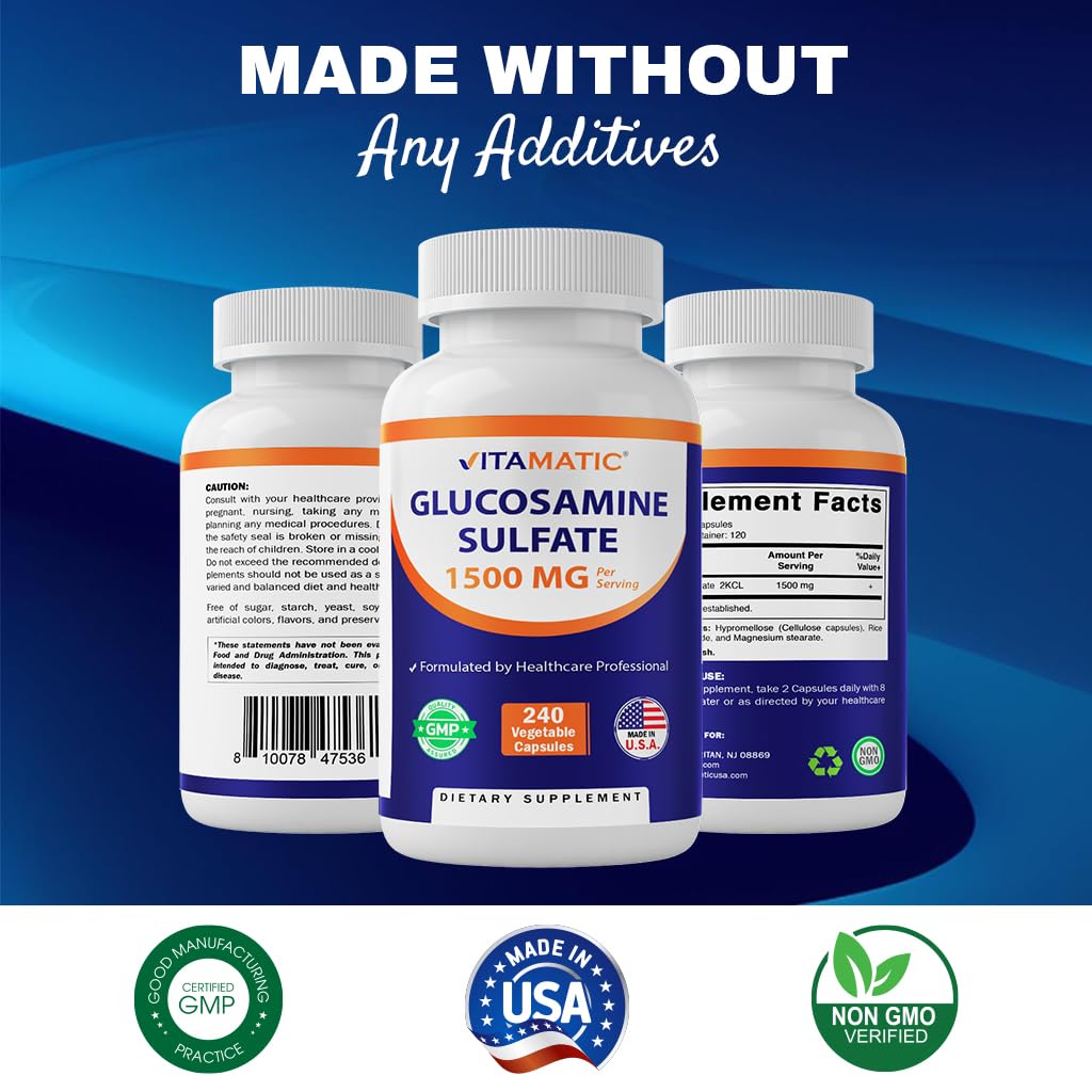 Vitamatic Glucosamine Sulfate Supplement Capsule, 1500mg, 480 Capsules