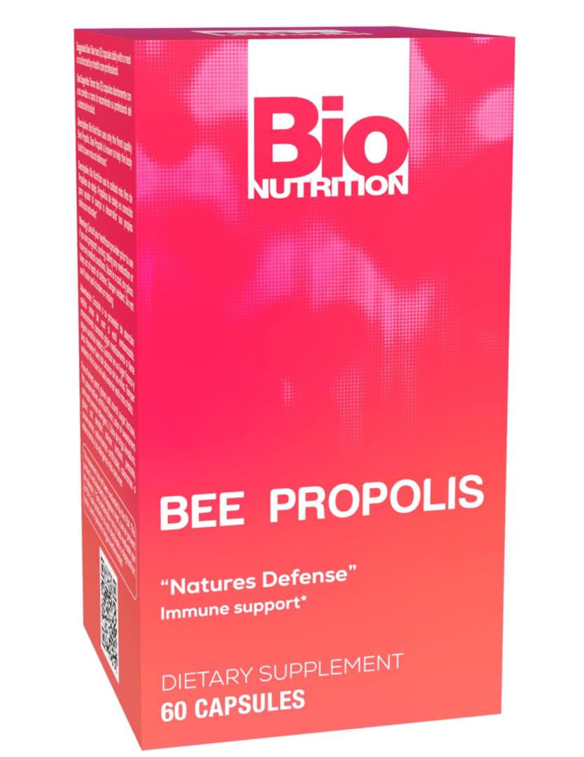 Bio Nutrition Bee Propolis Natural Defense Immune Support Supplement Capsules 1000 mg, 60 Capsules