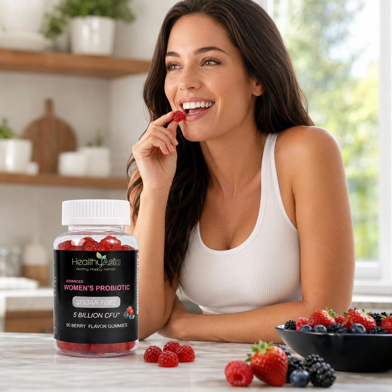 HealthyAsia Black Label Women's Probiotic Gummies Chewable 60 Count