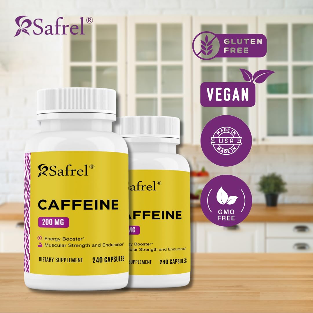 Safrel Caffeine 200mg Capsules, 240 Count