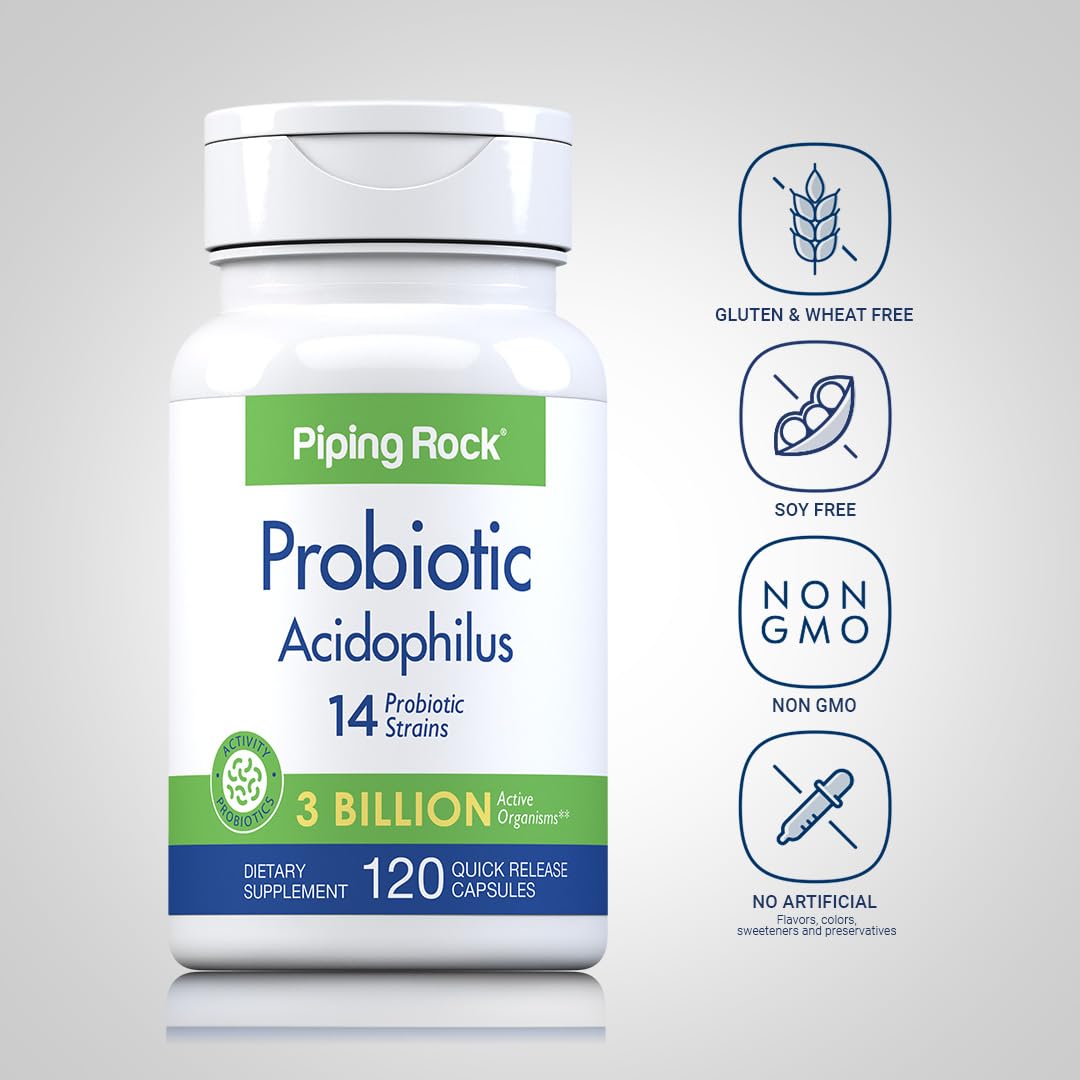 Piping Rock Probiotic Acidophilus Capsules for Women and Men 120 Count