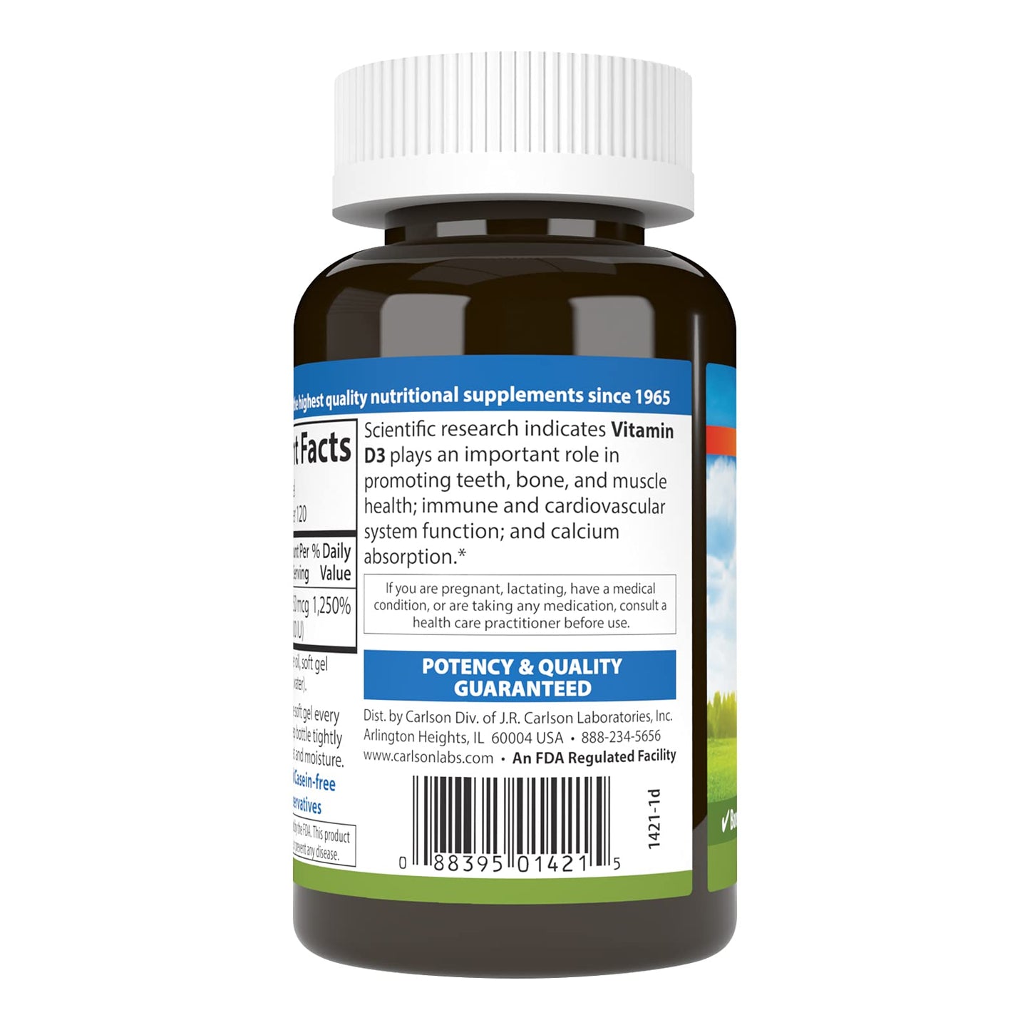 Carlson Vitamin D3 Softgels, 10000 IU (250 mcg), 120 Softgels