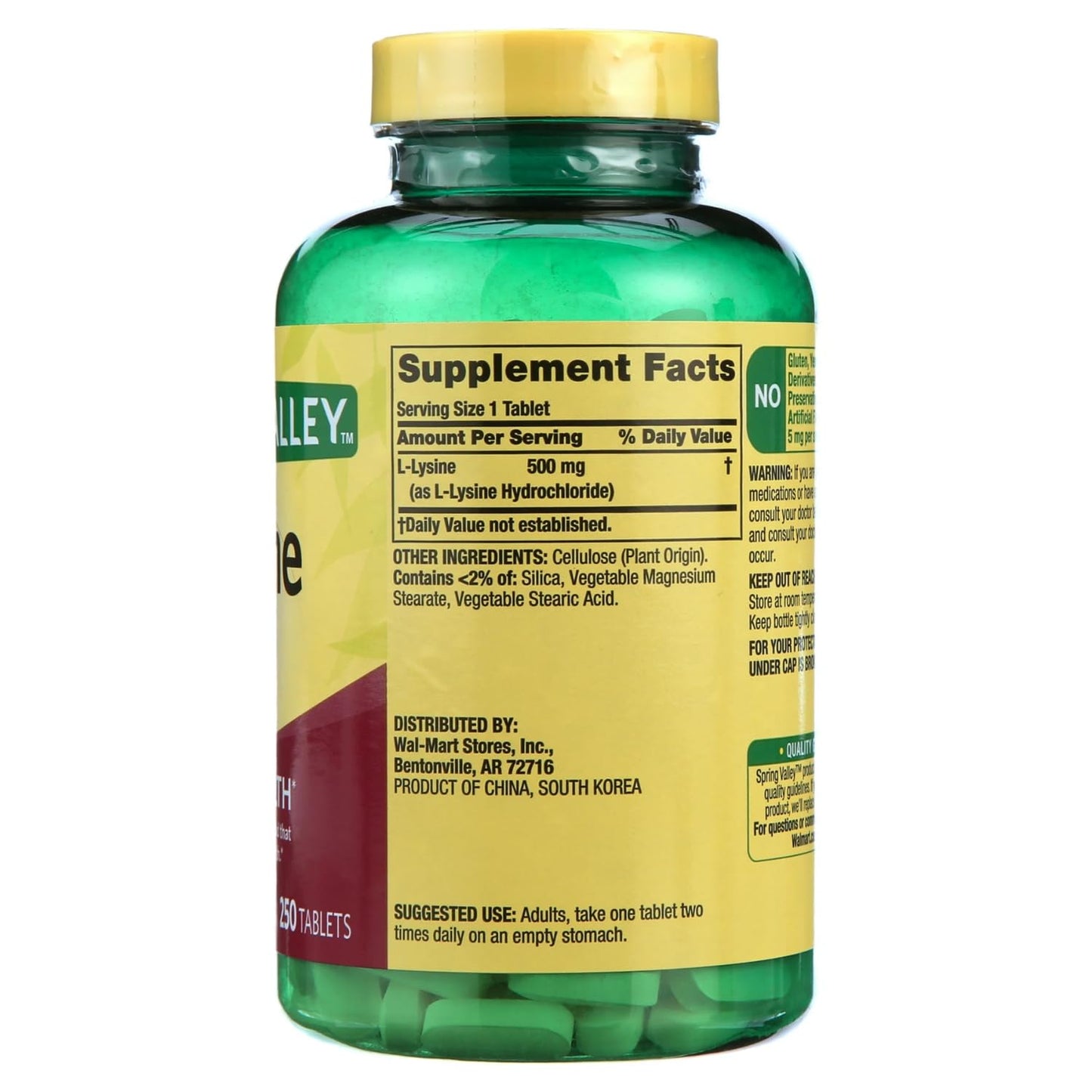 Generic L Lysine 500mg Tablets, 250 Count