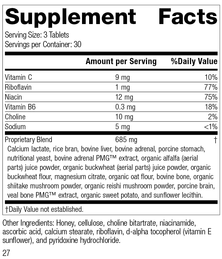 Standard Process Inc. Drenamin - Whole Food Antioxidant, Mood Support, Adrenal Support and Immune Support with Shitake, Alfalfa, Rice Bran, Riboflavin, Calcium Lactate, Choline, 90 Tablets