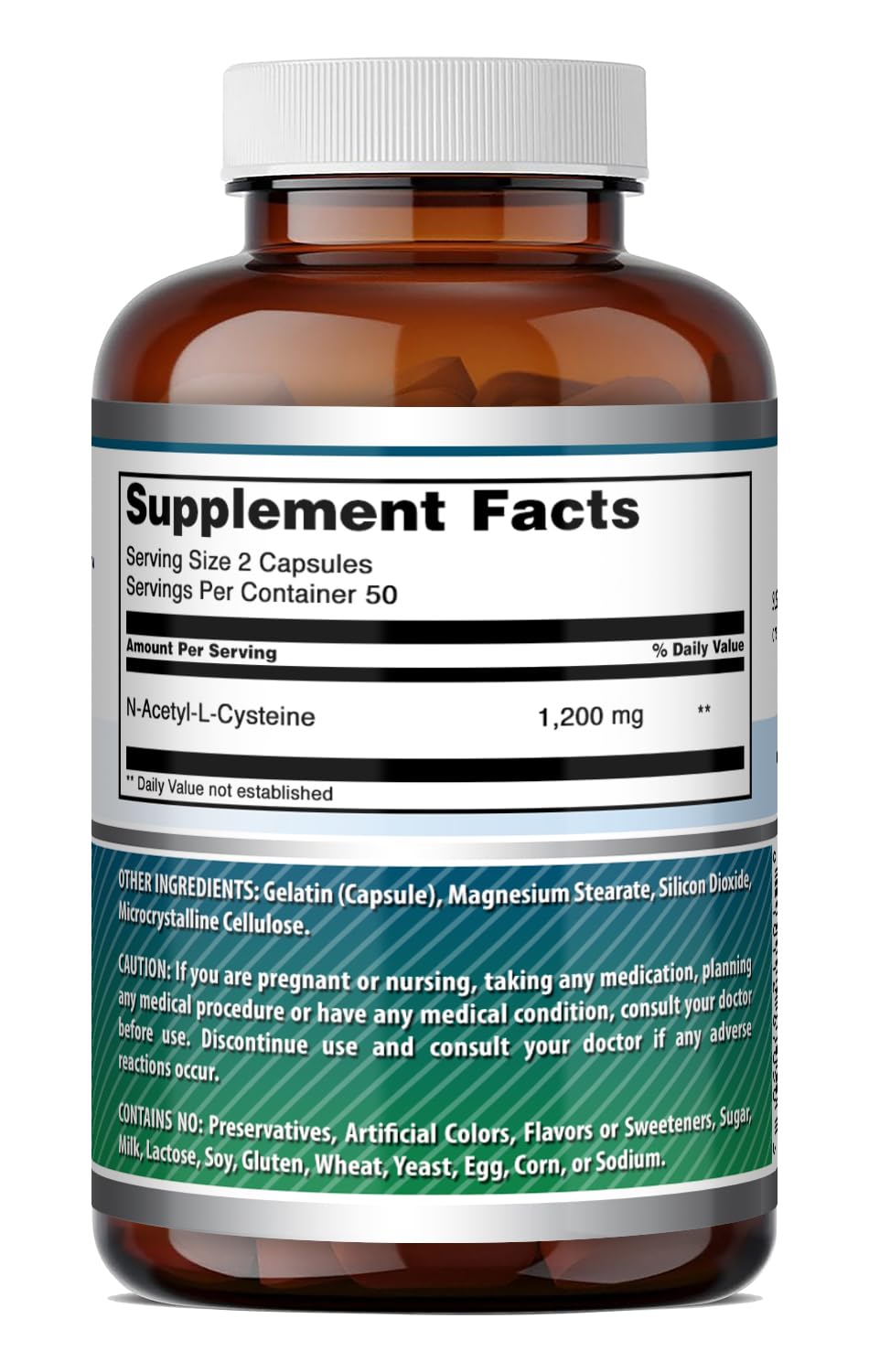 Amazing Nutrition N-Acetyl Cysteine (NAC) 1200 Mg Capsules, 100 Count