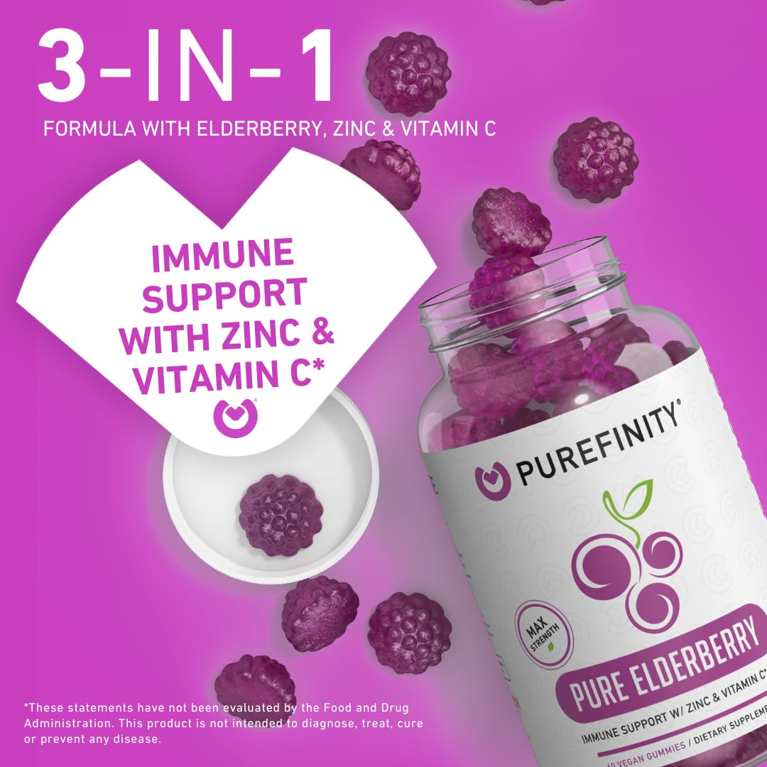 PUREFINITY Elderberry Gummies with Sambucus, Vitamin C, and Zinc 60 Count
