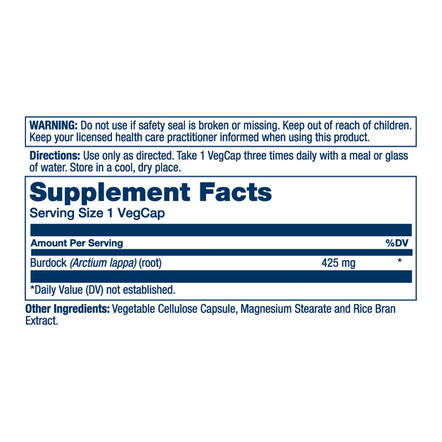 SOLARAY Burdock Root 425 mg Capsule, 100 VegCaps