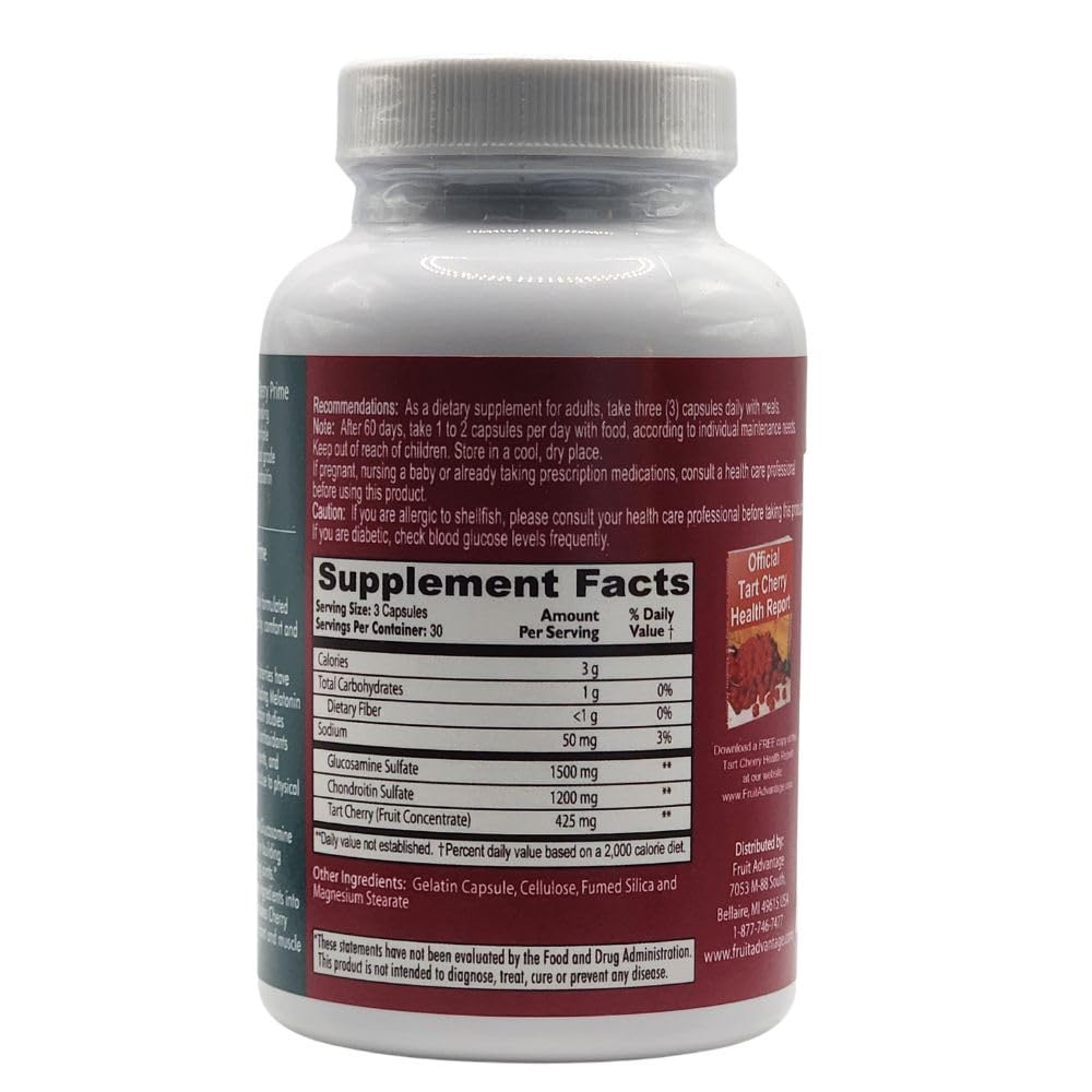 Fruit Advantage Cherry Prime Montmorency Tart Cherry with Glucosamine & Chondroitin Capsules, 6-Pack