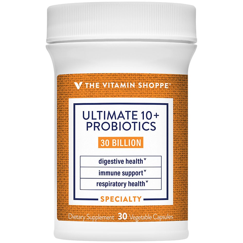 The Vitamin Shoppe Ultimate 10+ Probiotics 30 Billion CFU - 10 Probiotic Strains for Digestive Health, Immune & Gut Support, 30 Vegetable Capsules