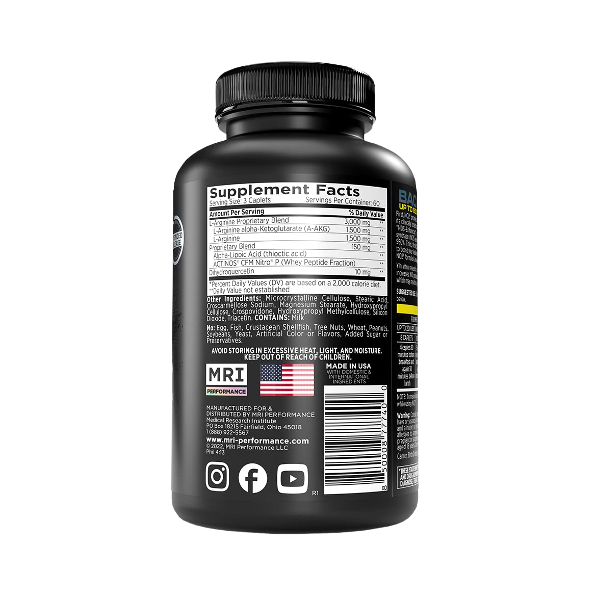 MRI Performance NO2 Nitric Oxide Booster Caplets, 180 Caplets