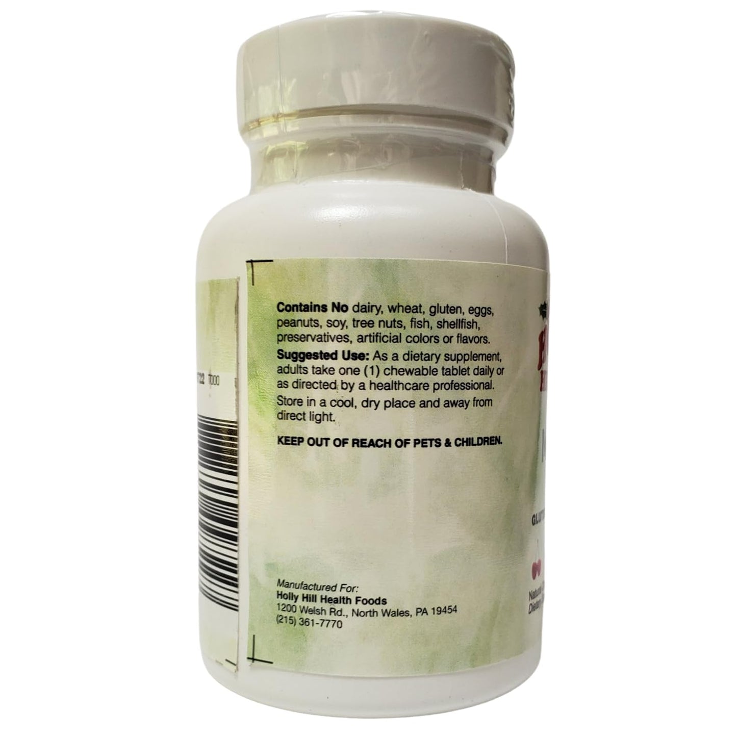 Holly Hill Health Foods Coenzymated Methyl B-12 1000 mcg Cherry Chewable Tablets, 60 Count