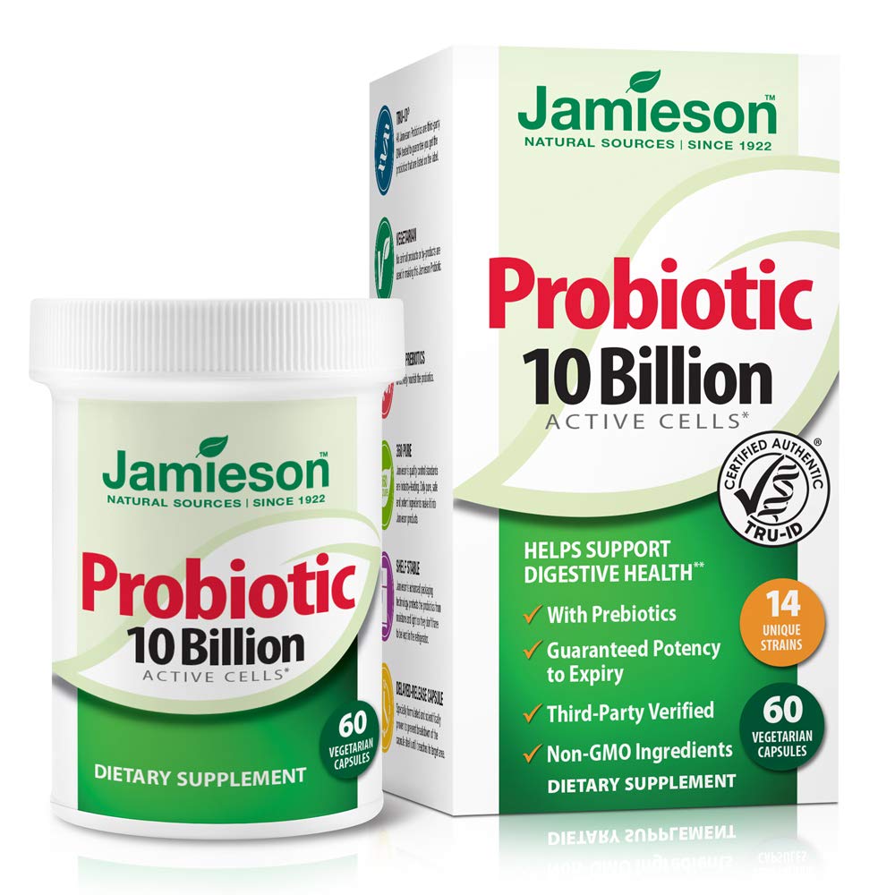 Jamieson Probiotics 10 Billion Daily Probiotic Supplement Capsule, 60 Count