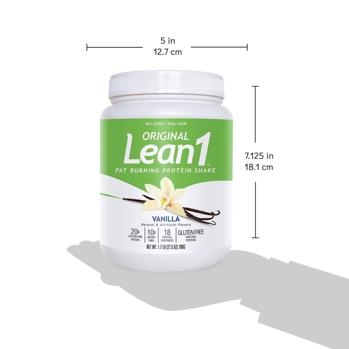 LEAN1 Meal Replacement Protein Shake Powder, Vanilla Flavor, 2-Pack of 15-Serving Tubs