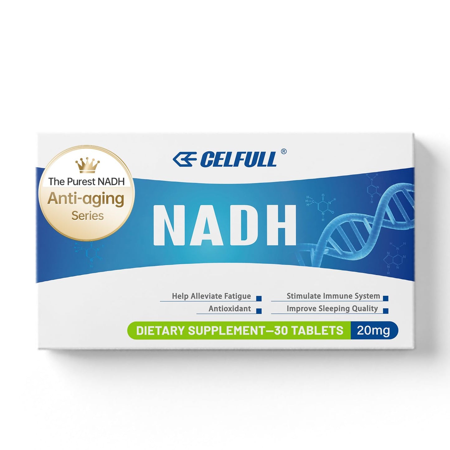 CELFULL NADH Supplement 40mg NMN Alternative NAD+ Supplement for Immune Support, Anti-Aging, Brain Cognition & Chronic Fatigue, 30 Tablets