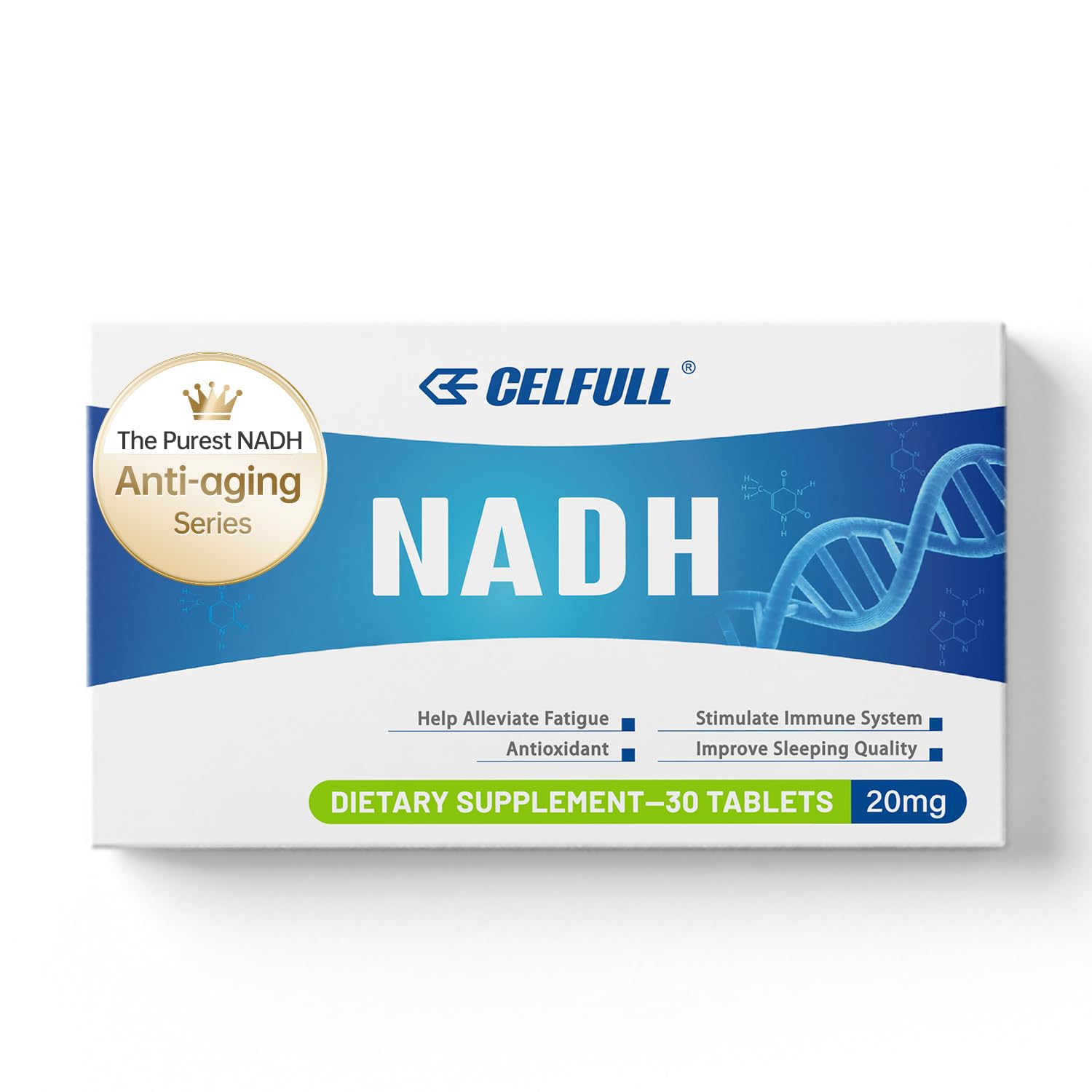 CELFULL NADH Supplement 40mg NMN Alternative NAD+ Supplement for Immune Support, Anti-Aging, Brain Cognition & Chronic Fatigue, 30 Tablets