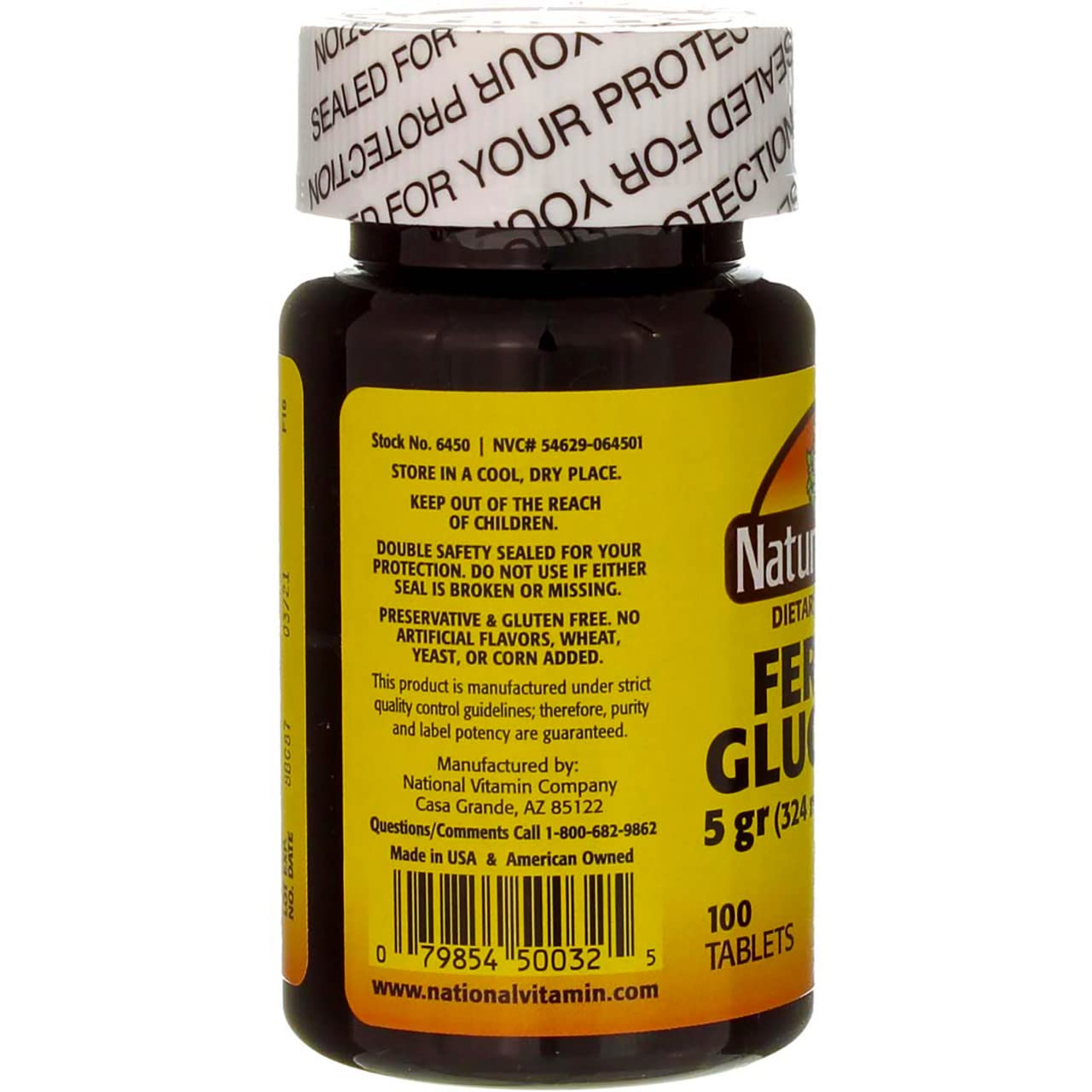 Nature's Blend Ferrous Gluconate 325 mg 1200 Tablets