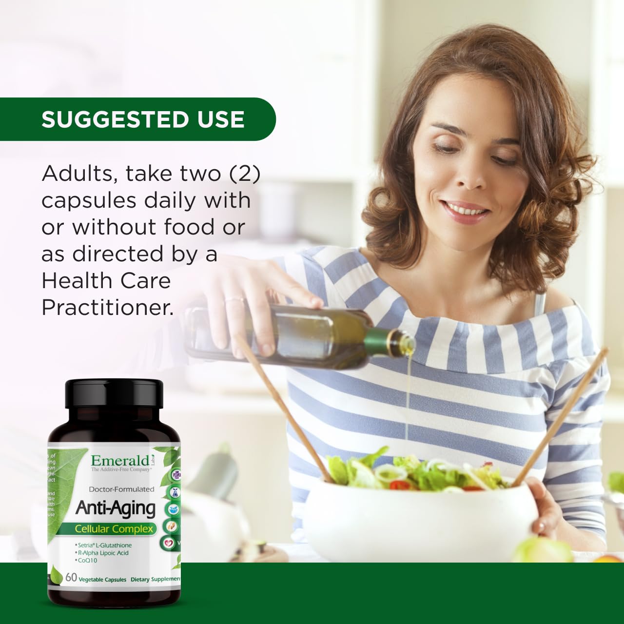 Emerald Laboratories Anti-Aging Complex with L-Glutathione, Resveratrol, CoQ10, R-Alpha Lipoic Acid, Meriva, Pomegranate and More - 60 Vegetable Capsules