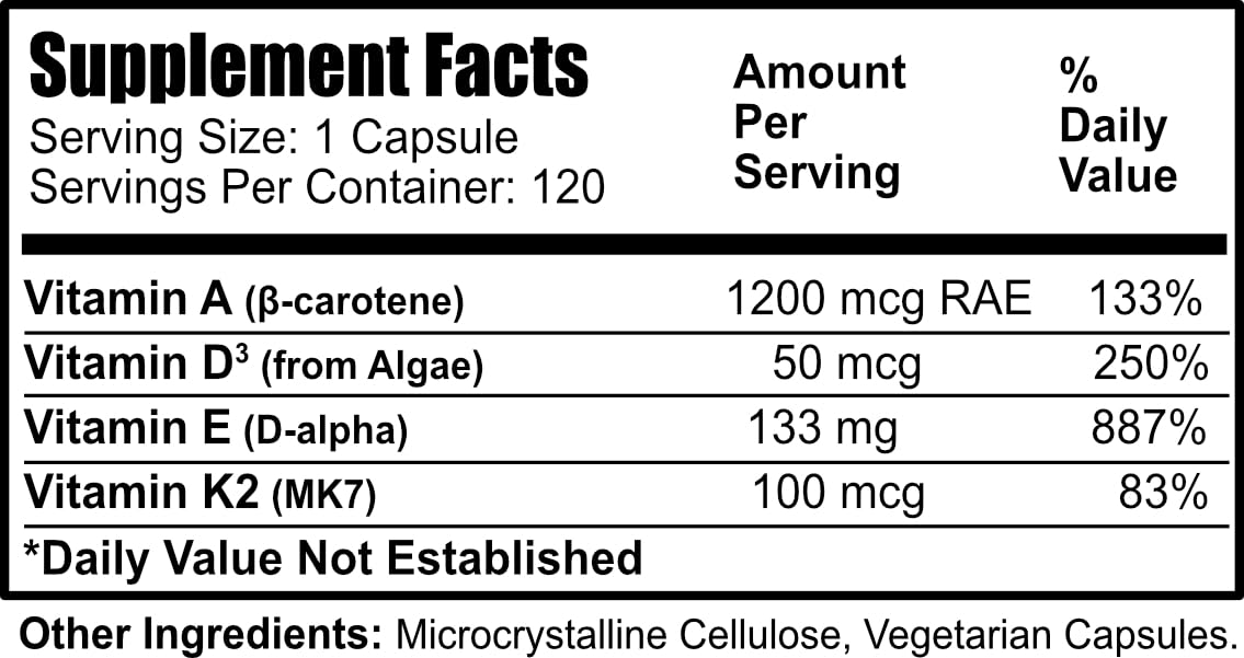 Daily Manufacturing Vitamins A, D, E & K Capsules, 120 Count