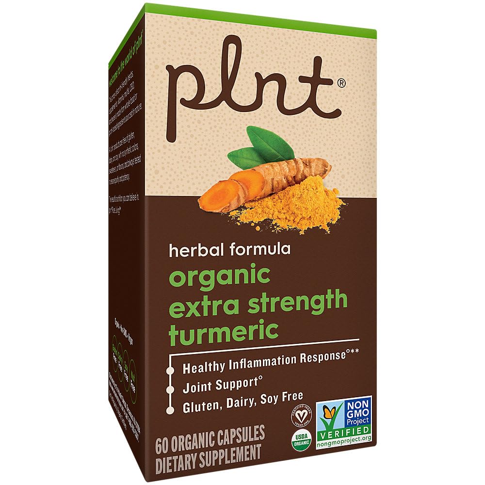 plnt Organic Extra Strength Turmeric for Healthy Joint Support Capsules 60 Count