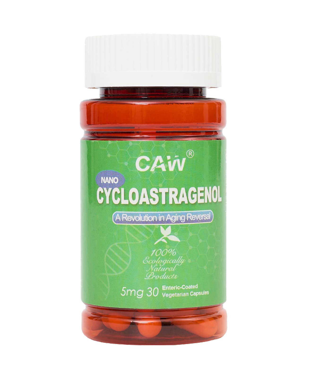 CAW Nano Cycloastragenol 98% 5 mg Enteric-Coated Vegetarian Capsules, 30 Count