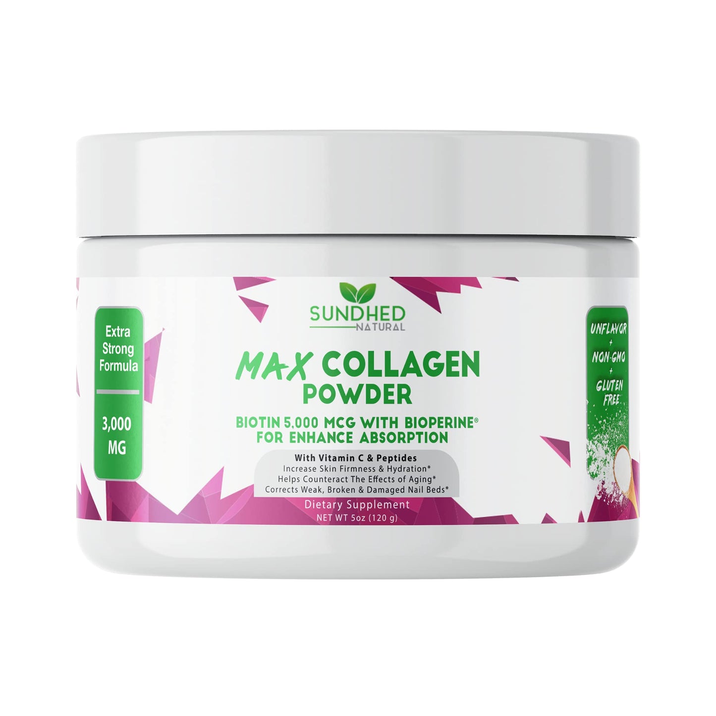 Sundhed Natural Max Collagen Plus C Powder, 5 oz