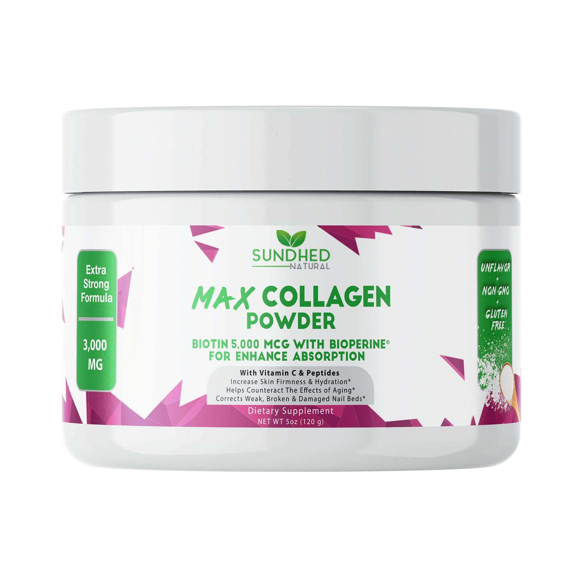 Sundhed Natural Max Collagen Plus C Powder, 5 oz