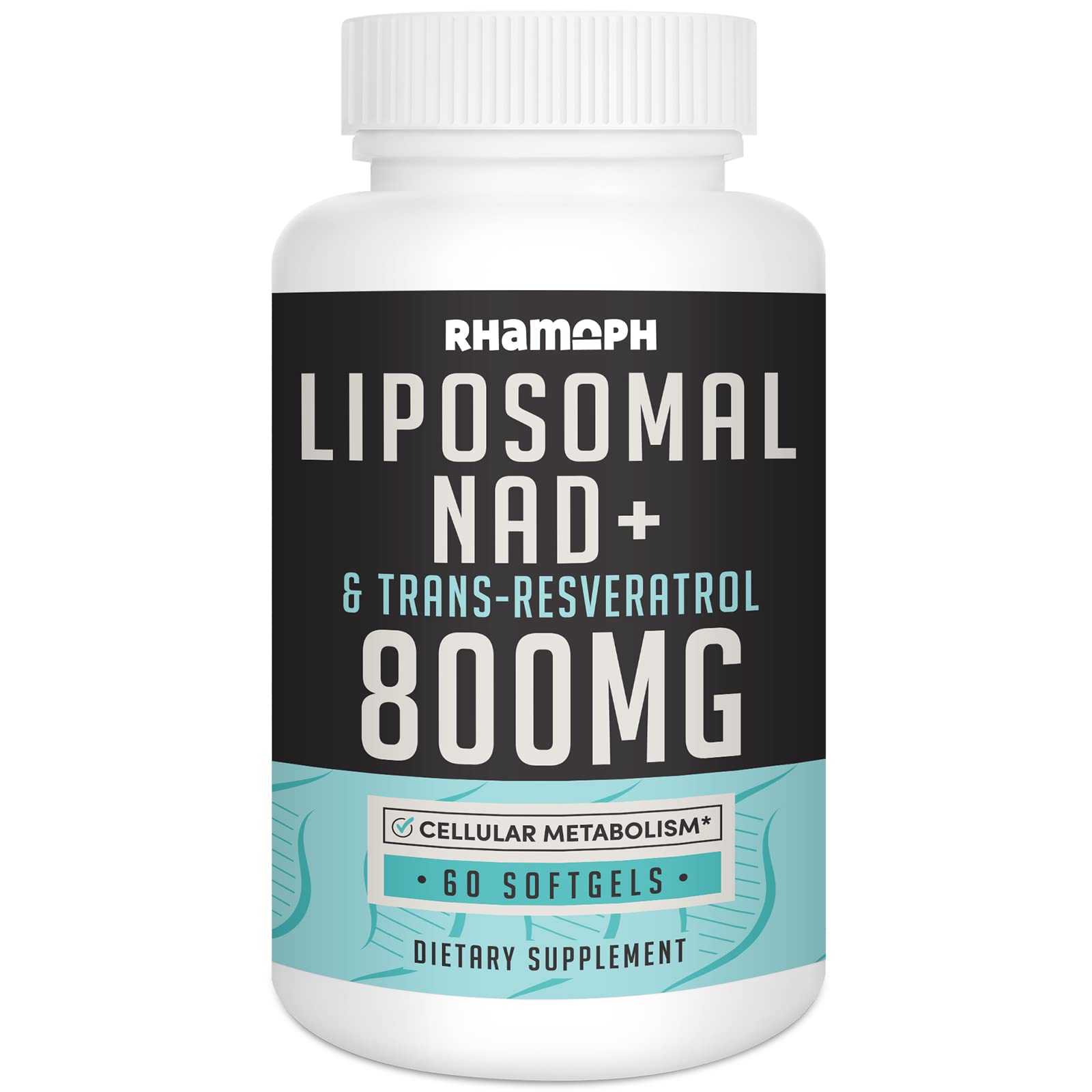 Rhameph Liposomal NAD+ 800 mg with Trans-Resveratrol 300 mg Softgel, 60 Count