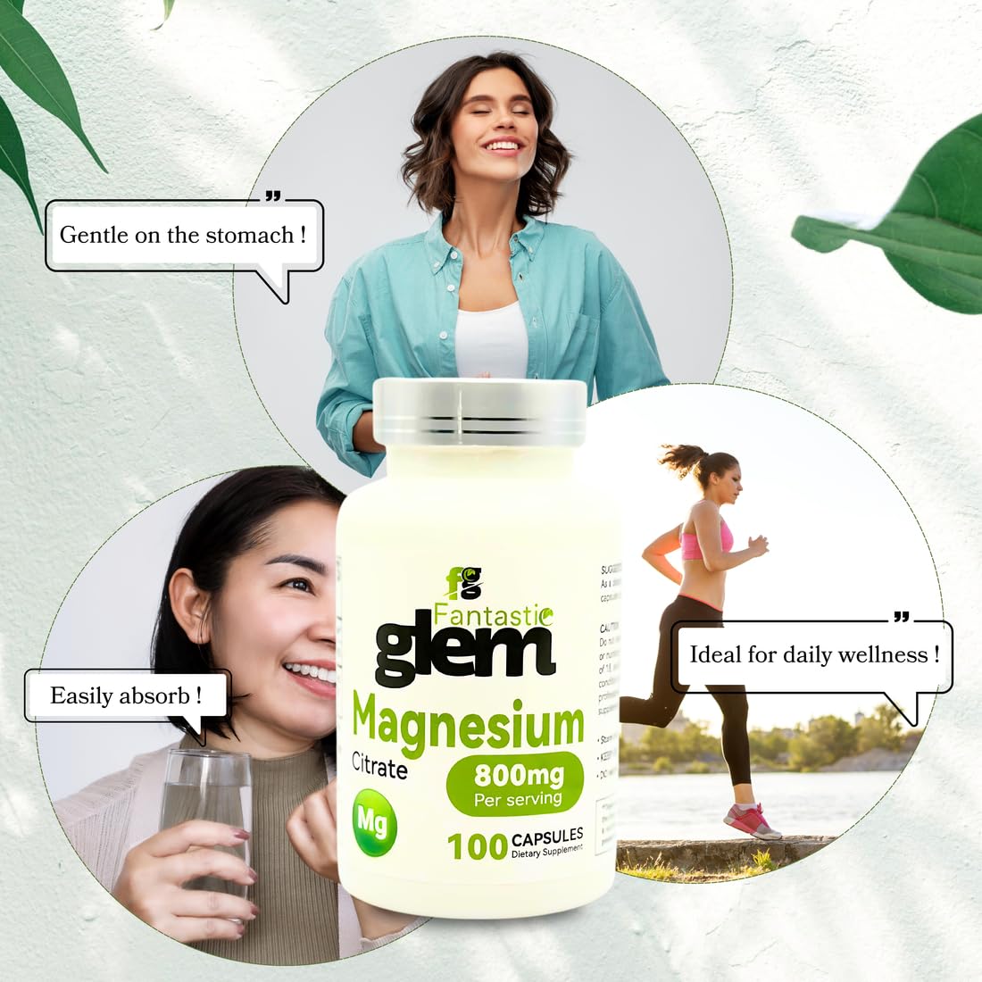 Fantastic Glem Magnesium Citrate Capsules 800mg, 100 Count