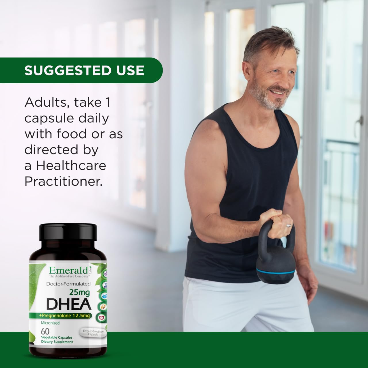 Ultra Botanicals Emerald Labs DHEA 25mg, 60 Vegetable Capsules