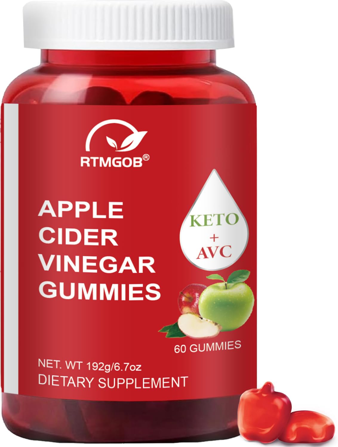 RTMGOB Apple Cider Vinegar Gummy with Vitamin B12 60 Gummies