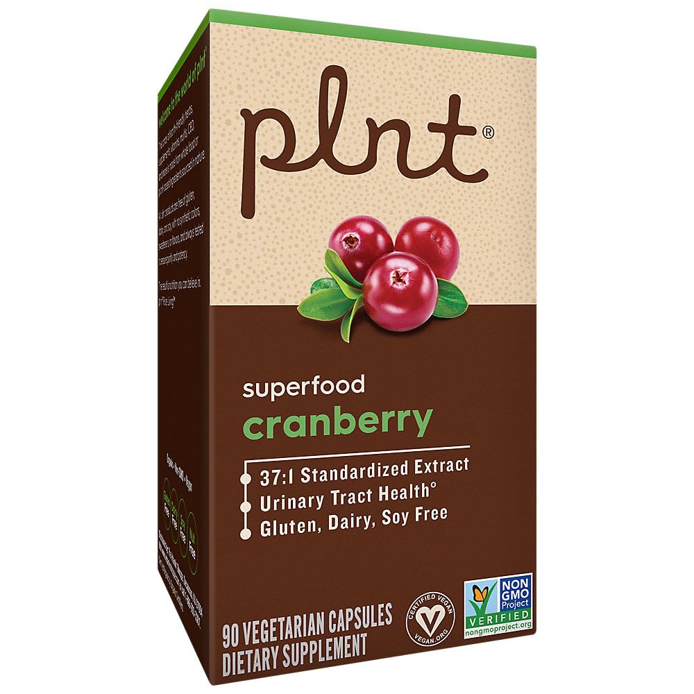 plnt Cranberry Urinary Tract Health 37:1 Standardized Extract Capsules, 90 Count