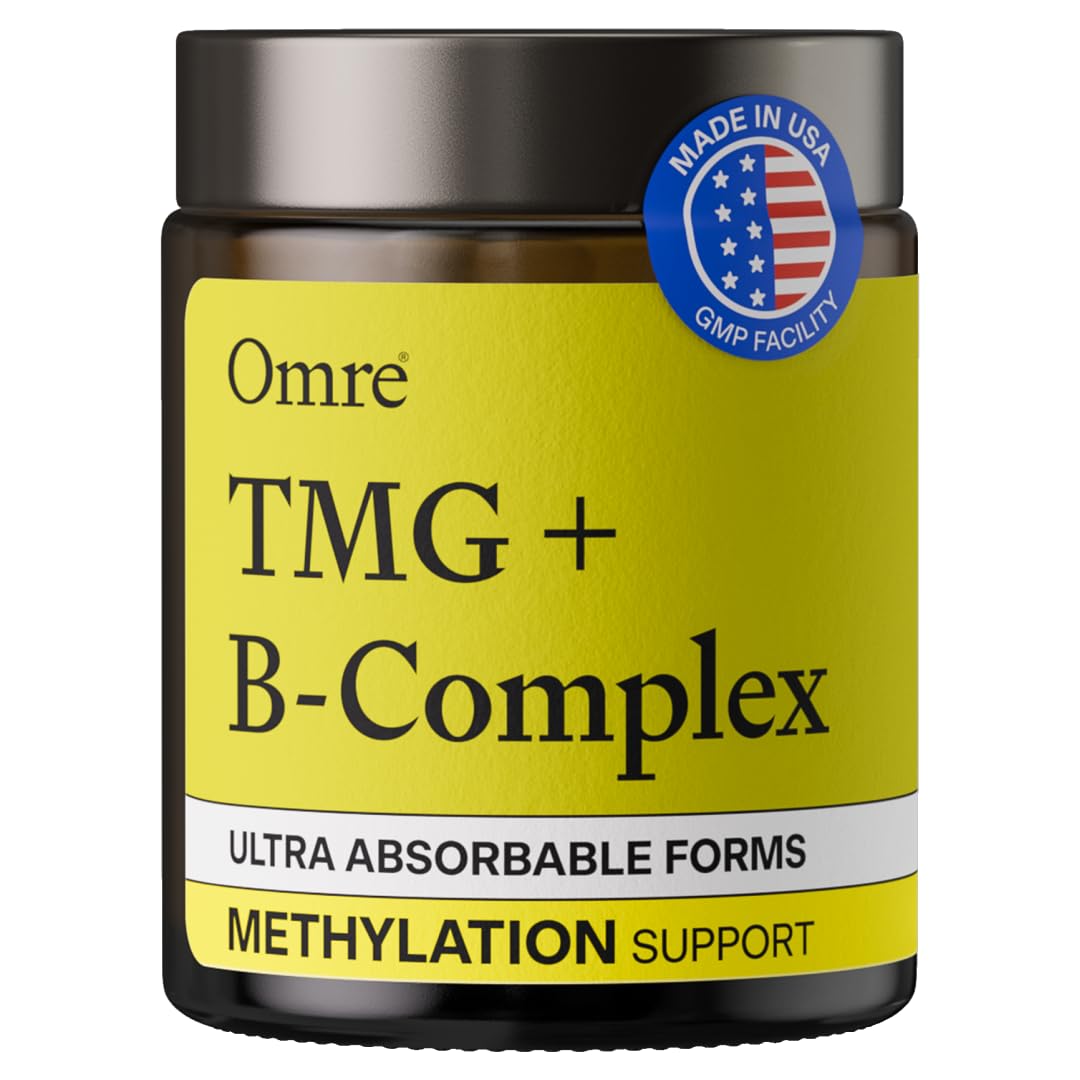 OMRE TMG (Trimethylglycine) 1000mg with Methyl B Complex Capsules, 60 Count