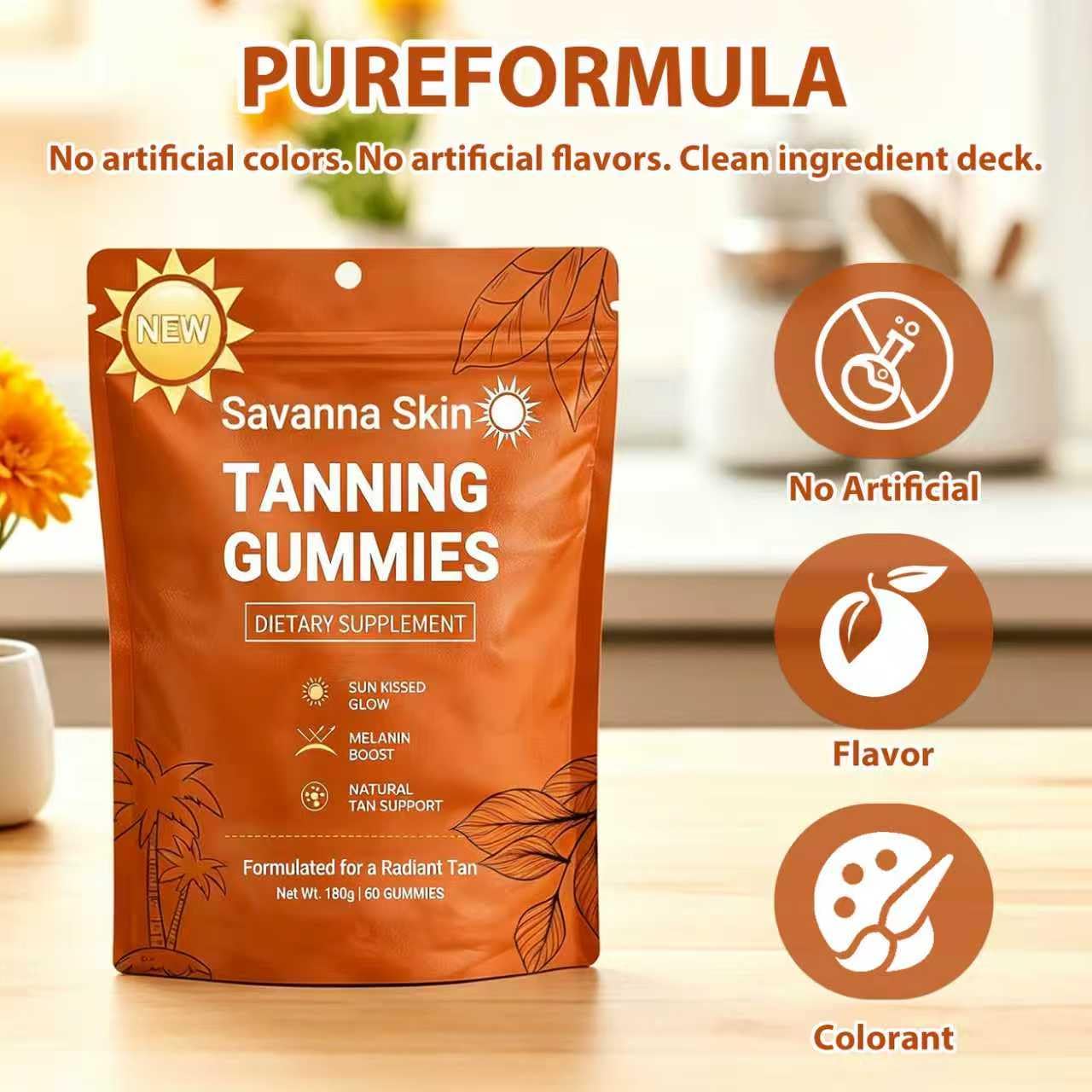 GENTERUN Skin Tanning Gummies for Women, Gummy, 1 Count