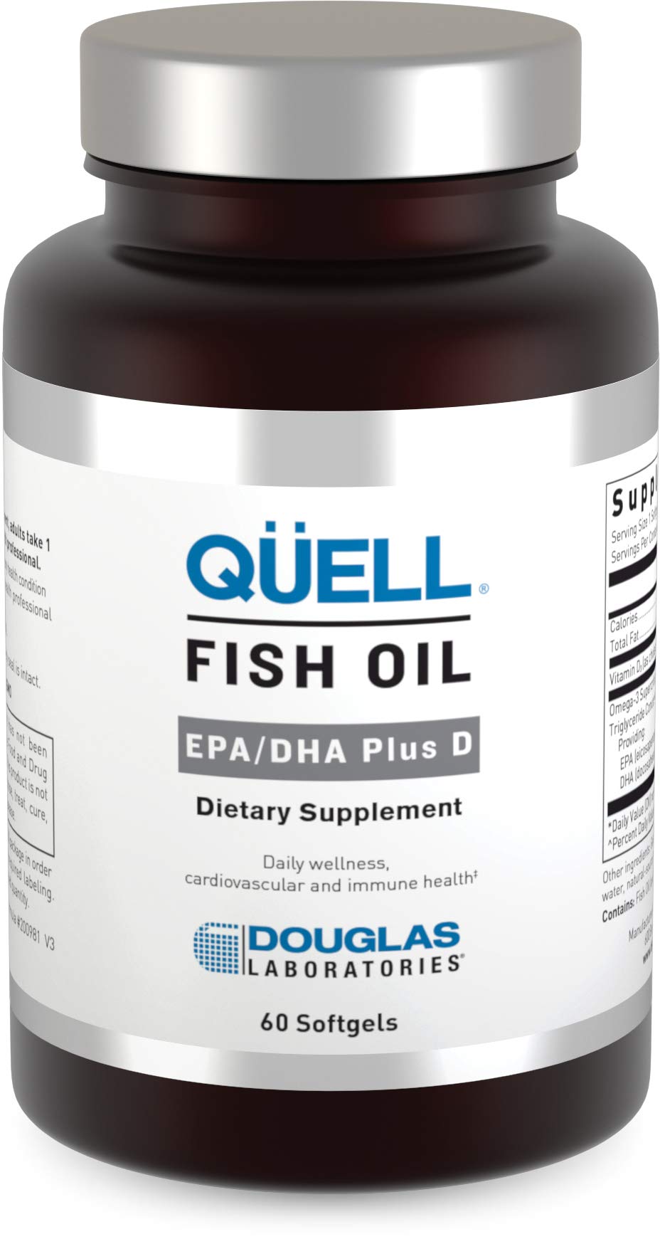 Douglas Laboratories Quell Fish Oil EPA/DHA Plus D 3:2 Ratio of EPA to DHA Essential Omega-3 Fatty Acids Plus 1,000 I.U. Vitamin D3 Capsule, 60 Capsules