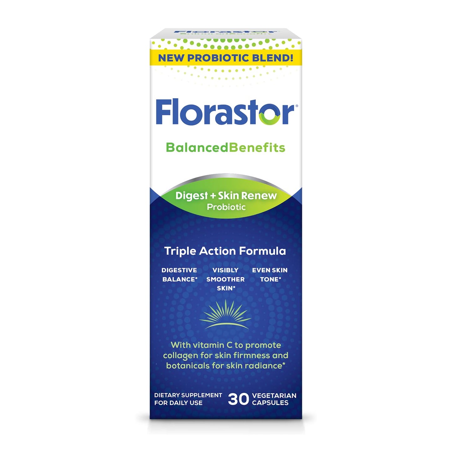 Florastor Digest + Skin Renew Probiotic Capsules, 30 Count