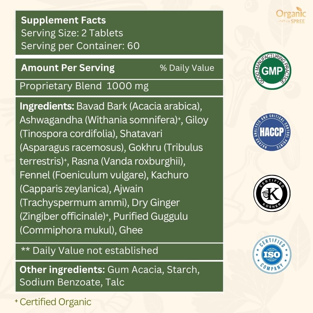 Organic Spree Trayodashang Guggulu Tablets, 120 Count