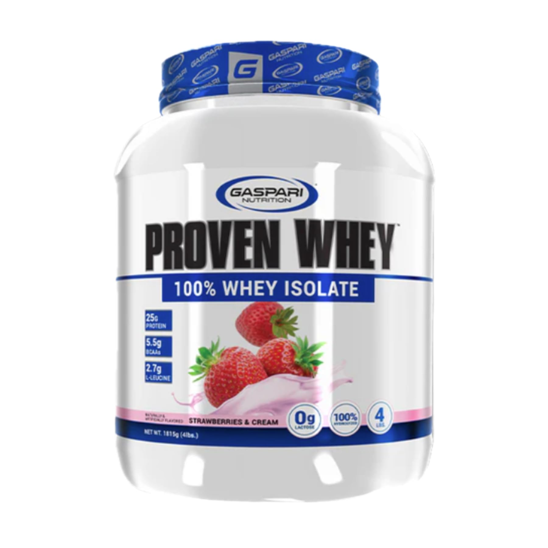 Gaspari Nutrition Proven Whey Protein Powder, 100% Hydrolyzed Whey Isolate, High Protein, Lactose Free, Low Carb and Low Sugar, 4 lb, 64