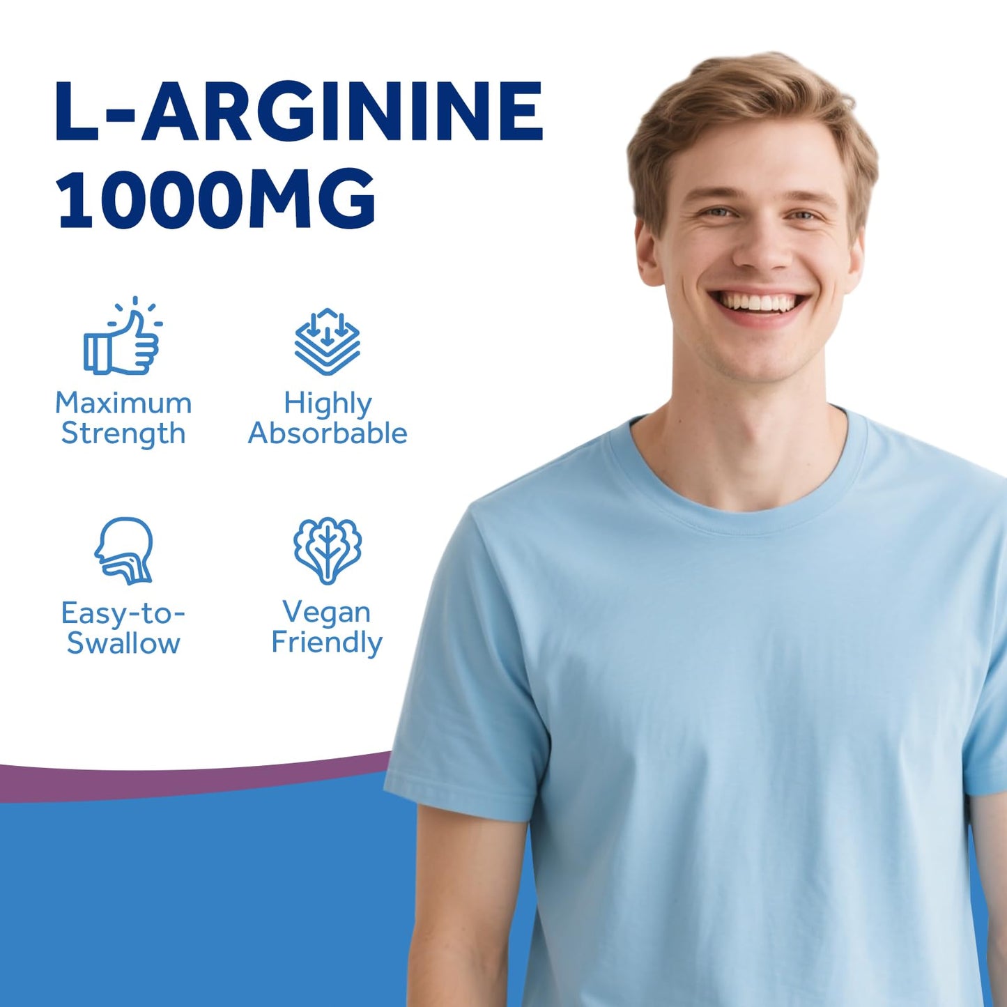 Doctor's Recipes L-Arginine 1000mg, Maximum Dose, Nitric Oxide Production, Blood Flow and Vascular Function, Endurance and Workout Support for Men and Women, 120 Tablets