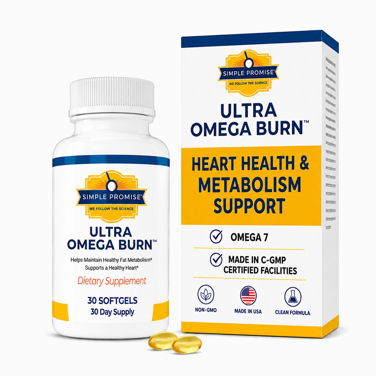 Simple Promise Ultra Omega Burn Omega-7 Supplement with Palmitoleic Acid Softgels 30