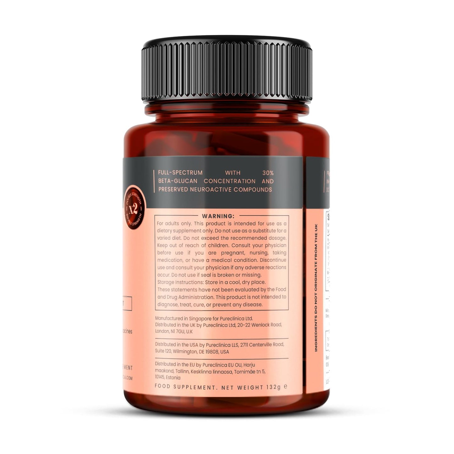 pureclinica Full Spectrum Lion’s Mane Mushroom 1000mg(15:1) per Caplet Caplet, 180 Caplets