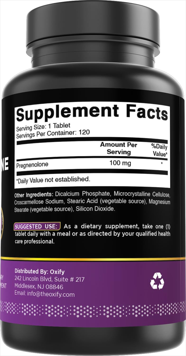 Oxify Pregnenolone 100 mg Tablets, 120 Count