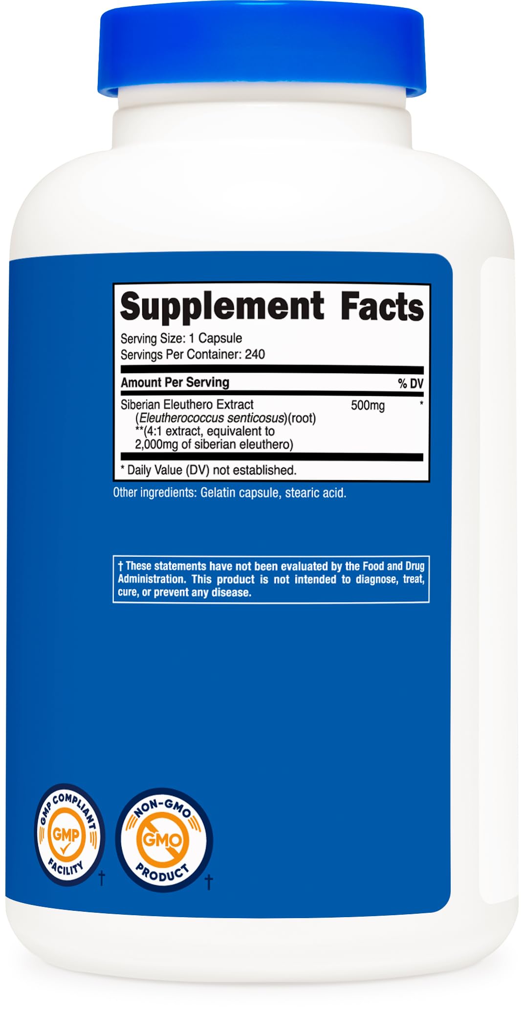 Nutricost Siberian Eleuthero 500mg Capsules, 2 Bottles, Gluten Free & Non-GMO