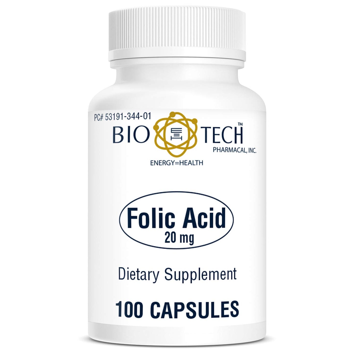Bio-Tech Pharmacal Folic Acid 20mg Capsule, 100 Count