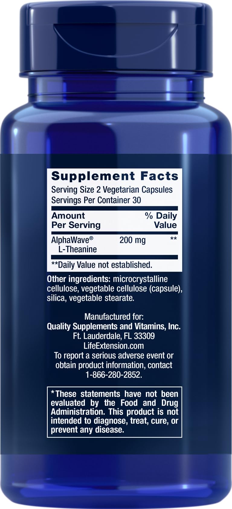 Life Extension L-Theanine Capsules, 120 Count