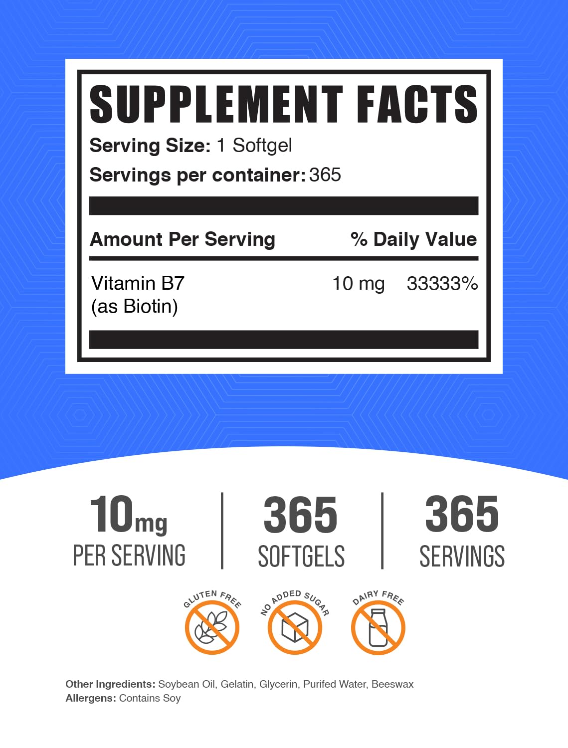 BulkSupplements Biotin 10000mcg Softgels 365 Count