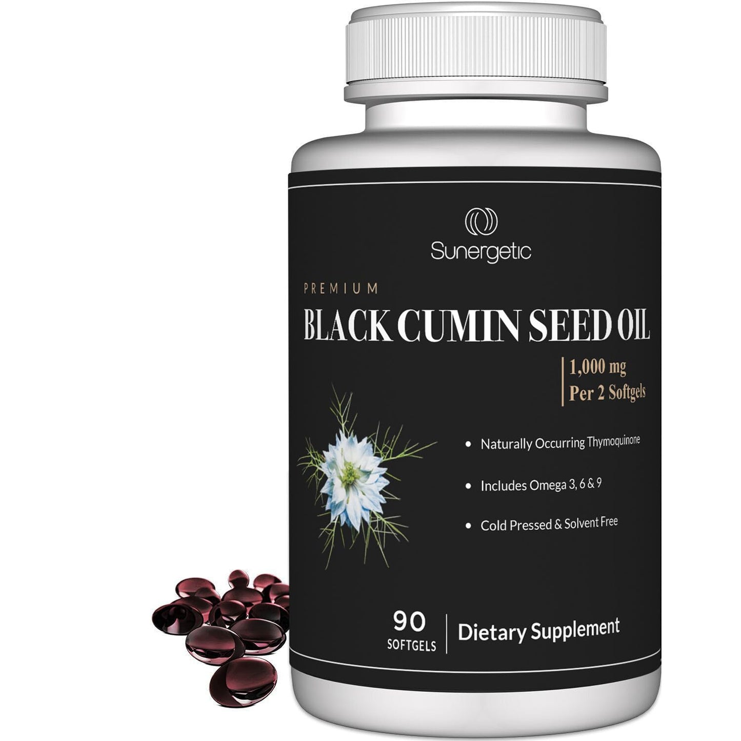 Sunergetic Black Cumin Seed Oil Softgels, 90 Count
